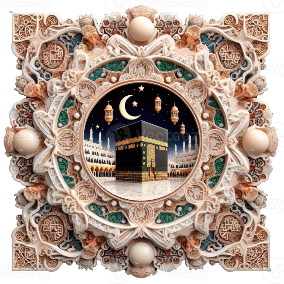 AI generated kaaba grand mosque mecca islamic symbol and logo representing spirit of islamic png