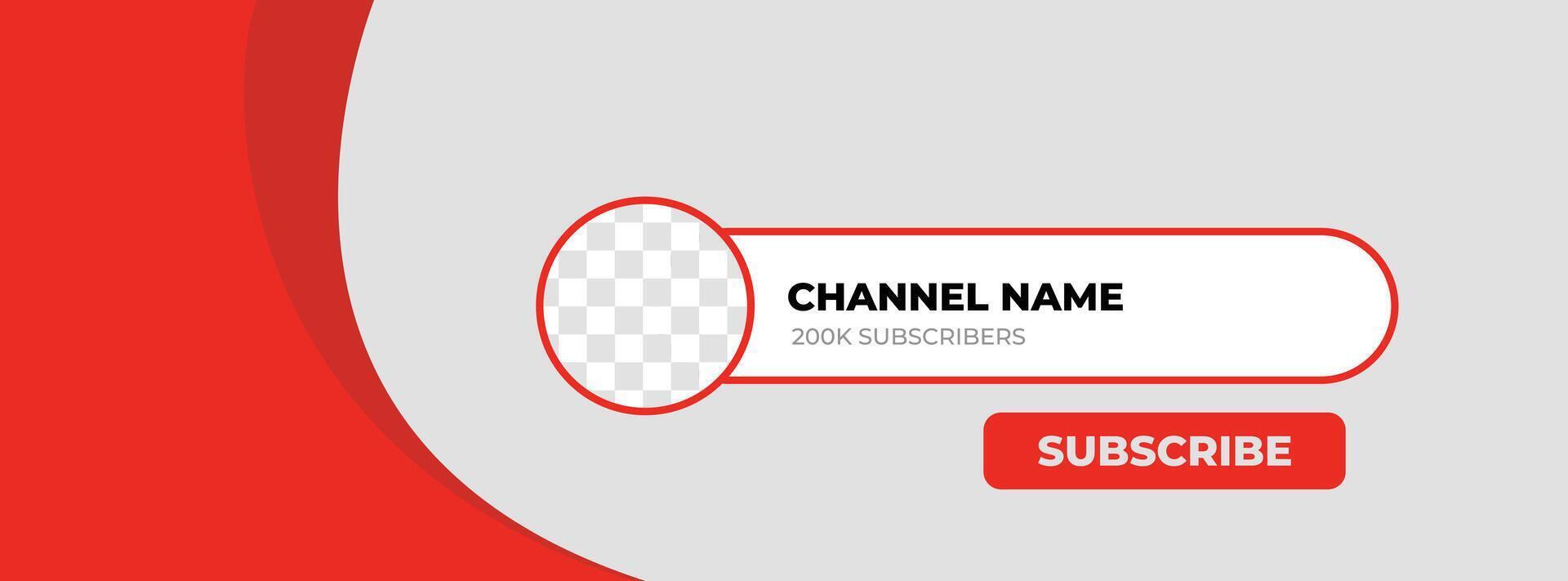 Youtube Channel Name Lower Third. Red Broadcast Banner for Channel Youtube vector