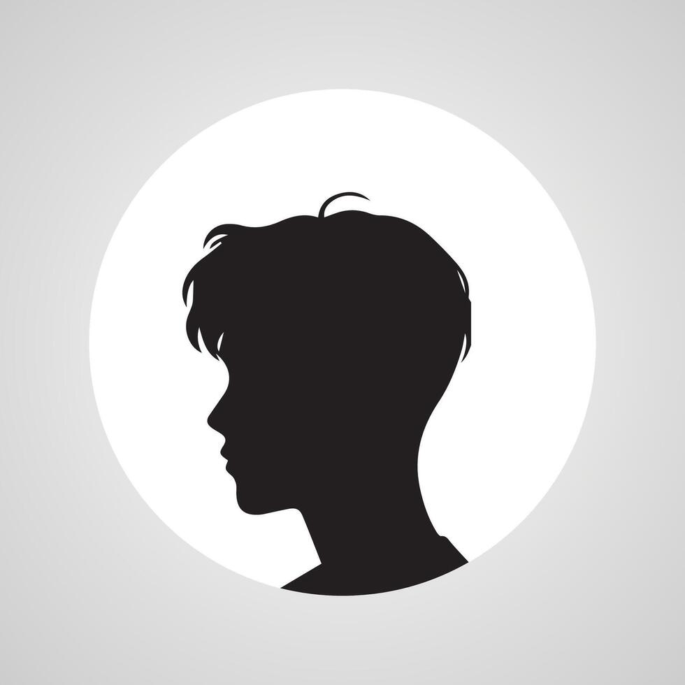 Young men profile silhouettes. Vector heads, man dark sketch portraits, human teenager person face profiles