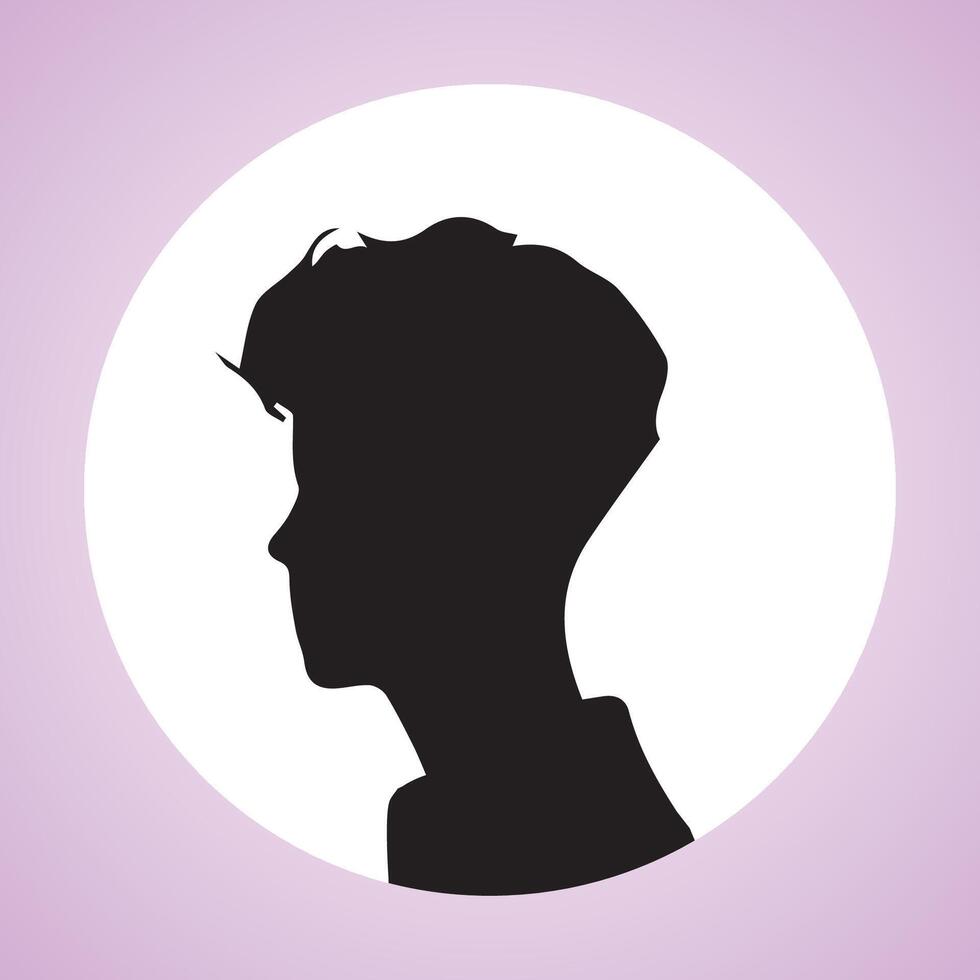 Young men profile silhouettes. Vector heads, man dark sketch portraits, human teenager person face profiles