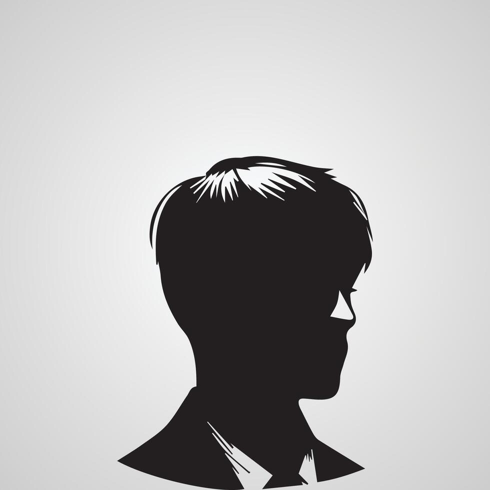 Young men profile silhouettes. Vector heads, man dark sketch portraits, human teenager person face profiles