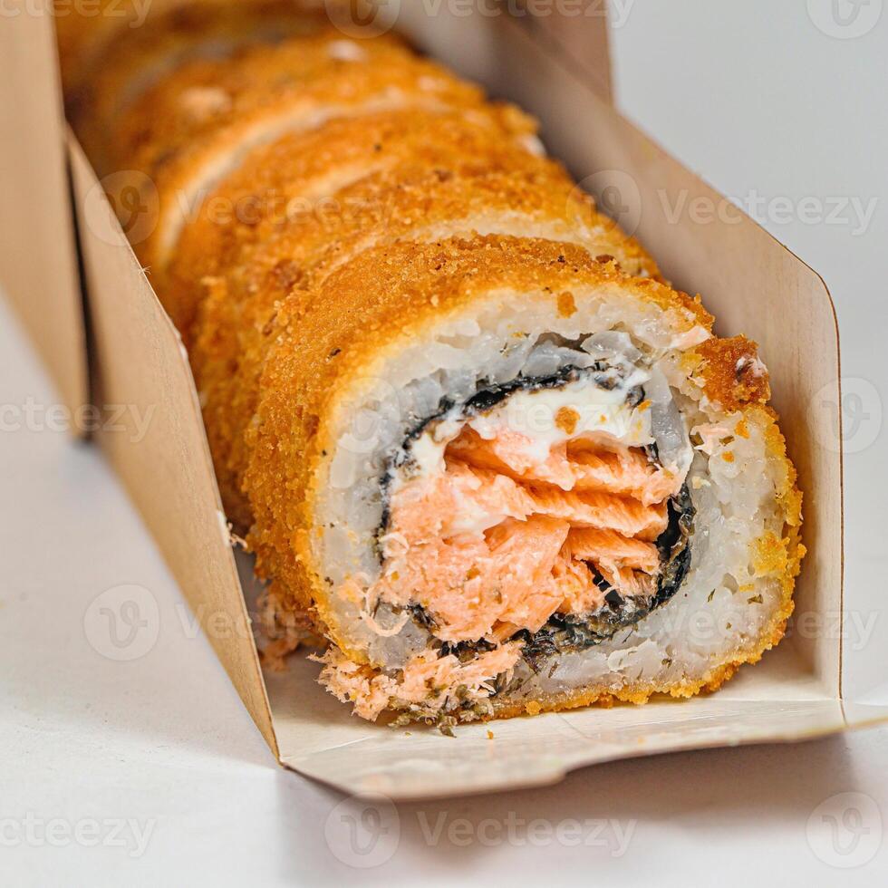 Close Up of Sushi in a Box photo