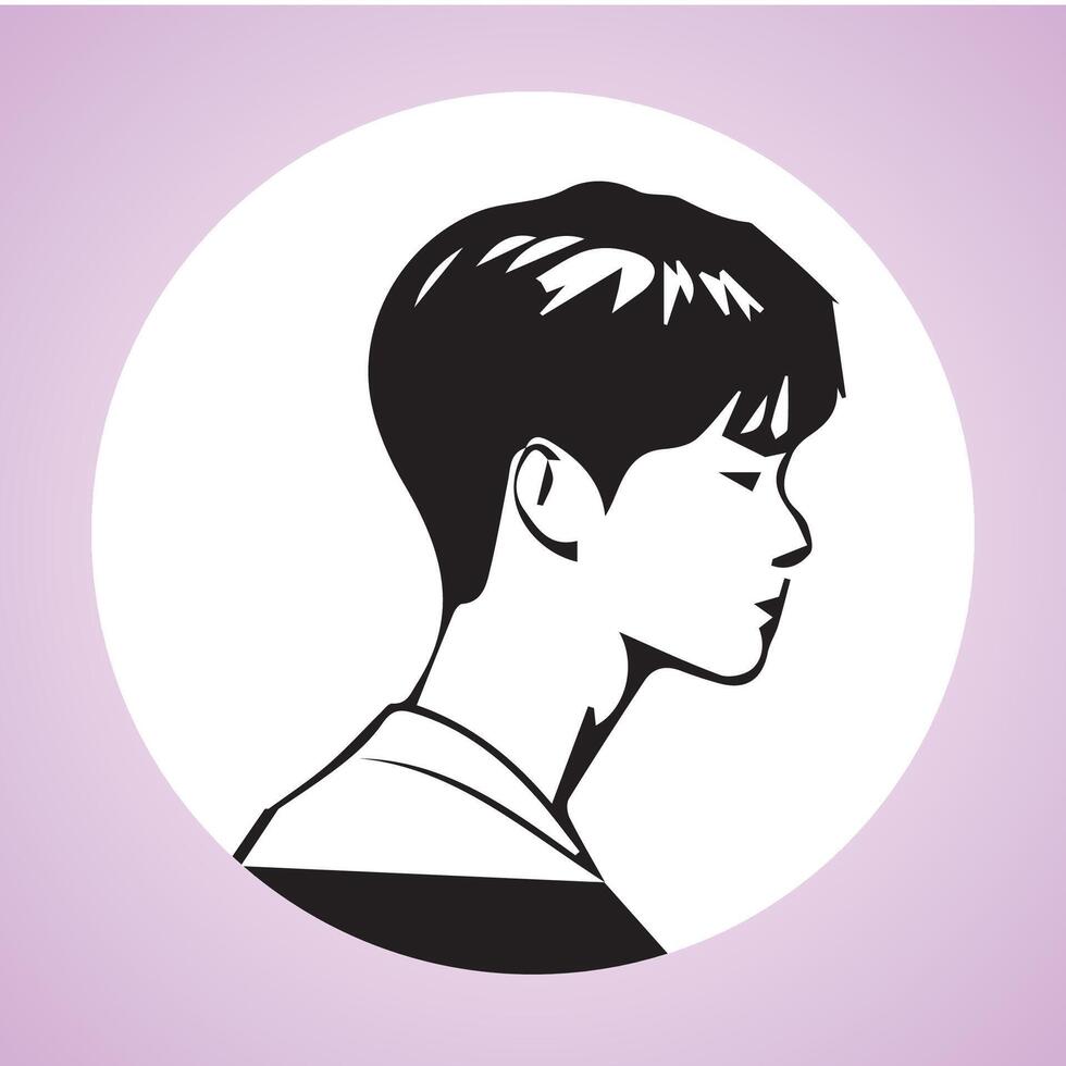 Young men profile silhouettes. Vector heads, man dark sketch portraits, human teenager person face profiles