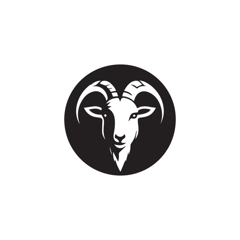 Goat head black and white logo design template vector
