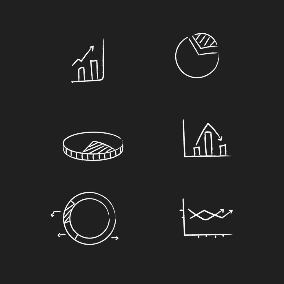 hand drawn chart icon on black background vector