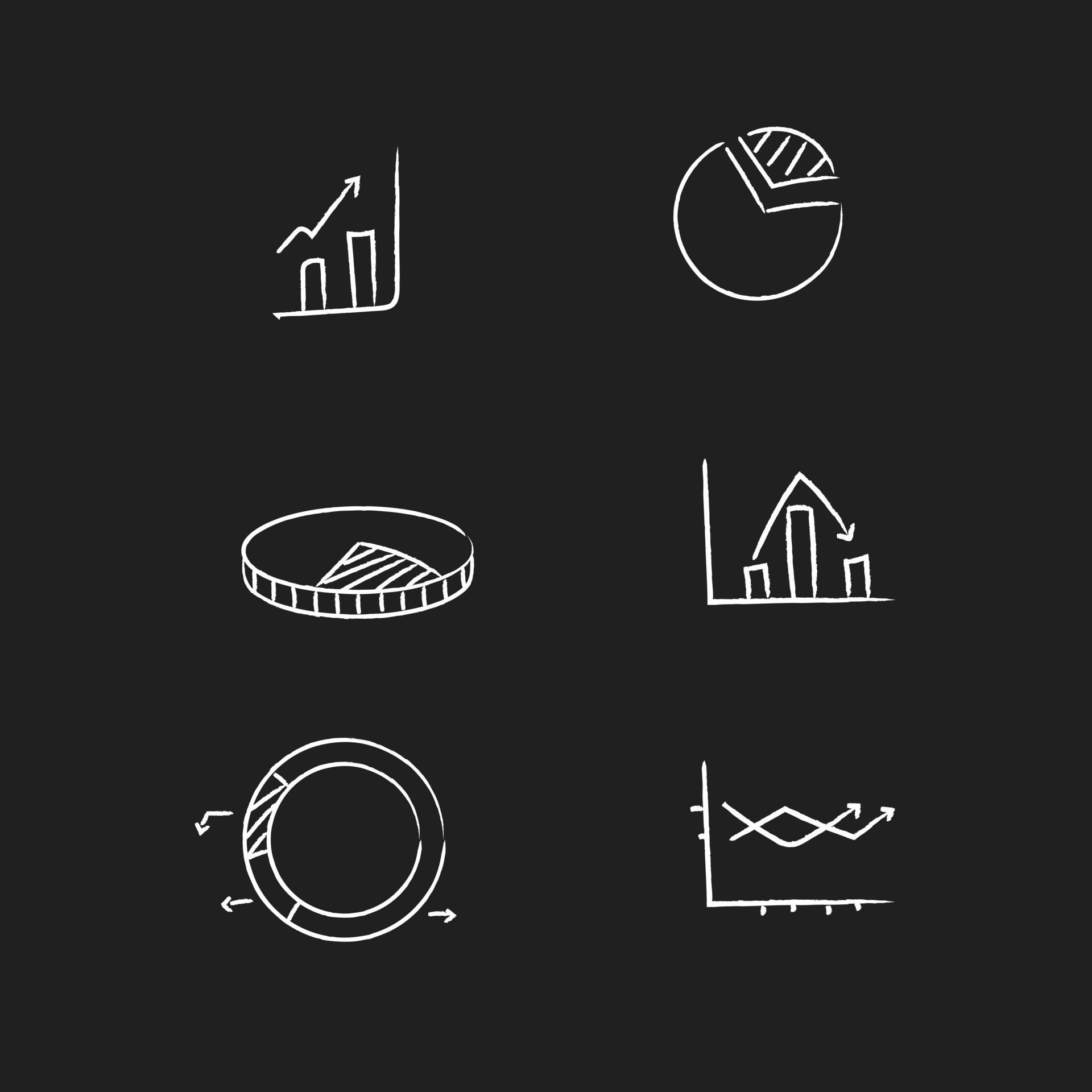 hand drawn chart icon on black background 39208264 Vector Art at Vecteezy