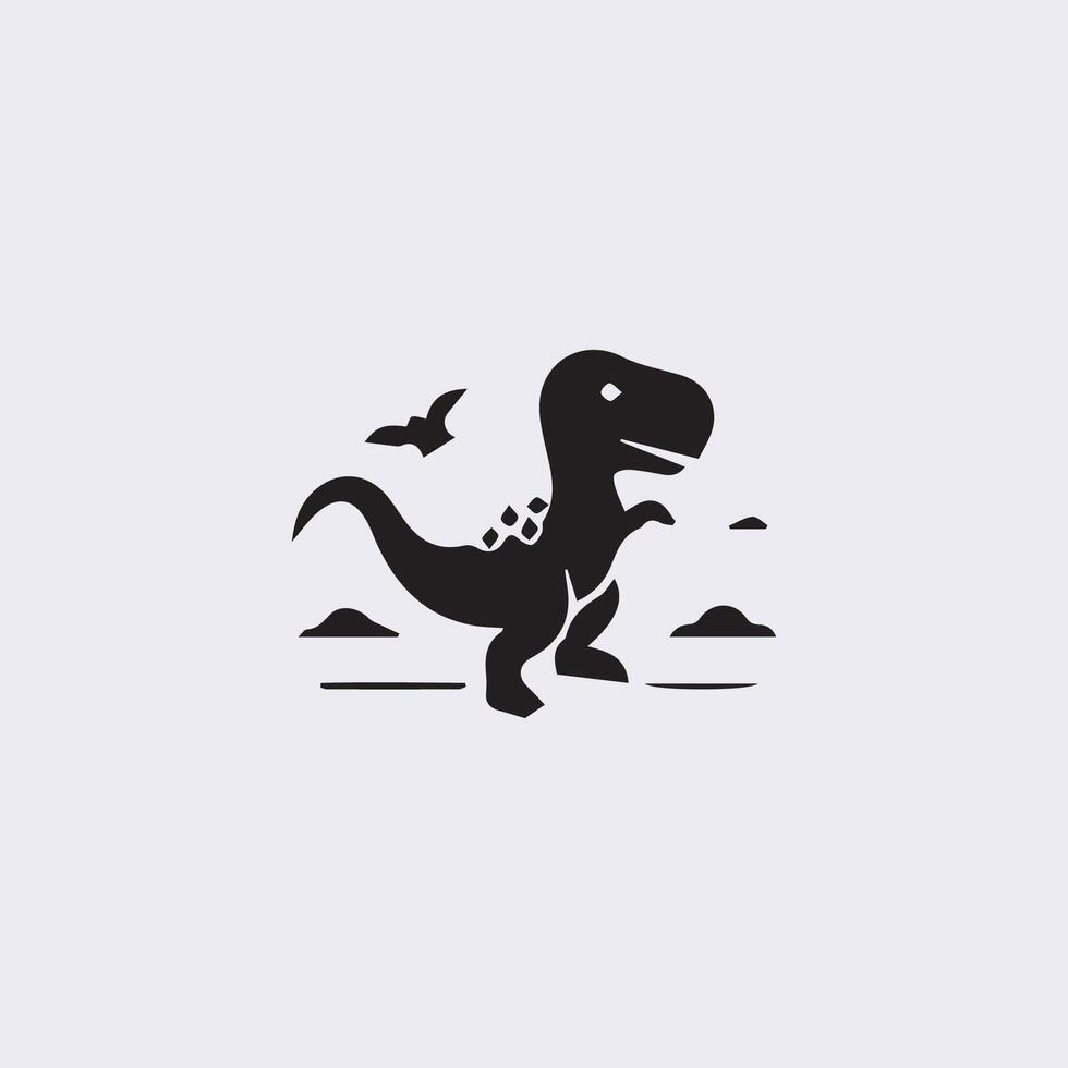 black dinosaur silhouettes, dinosaur logo icon vector