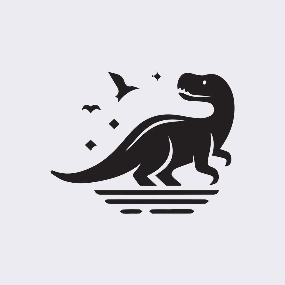 black dinosaur silhouettes, dinosaur logo icon vector