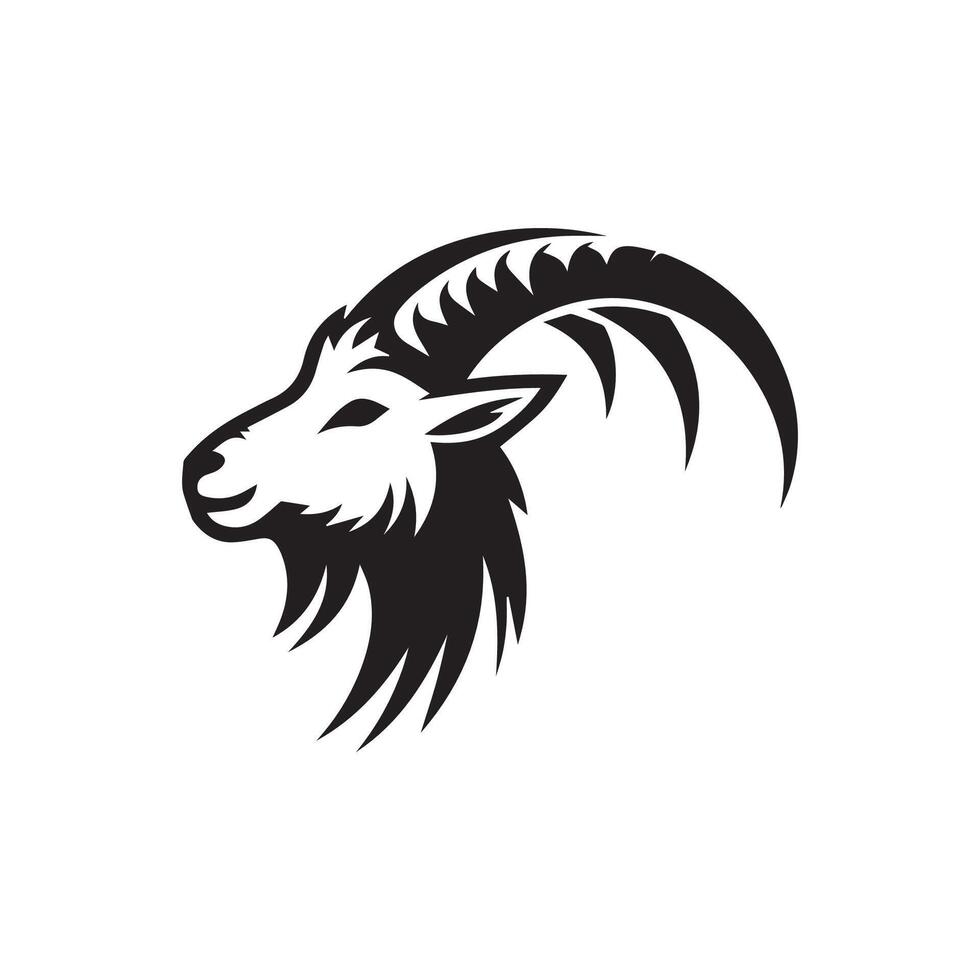 Goat head black and white logo design template vector