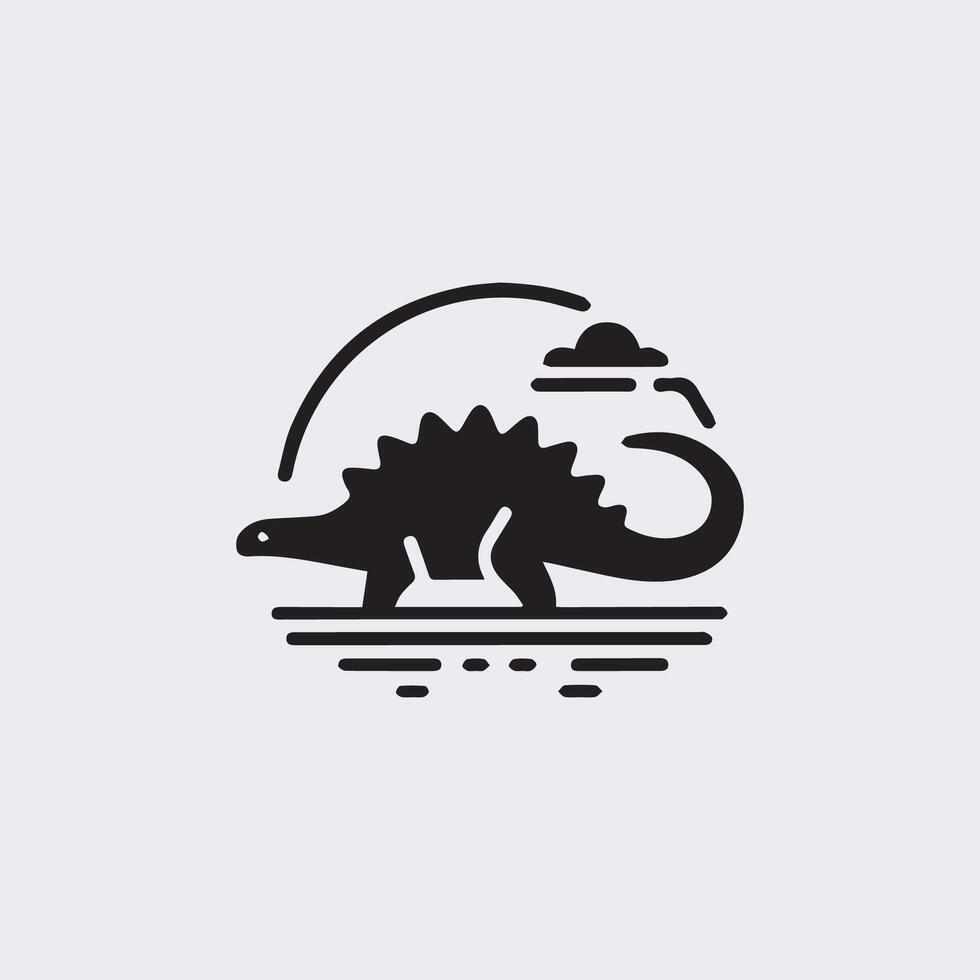 black dinosaur silhouettes, dinosaur logo icon vector