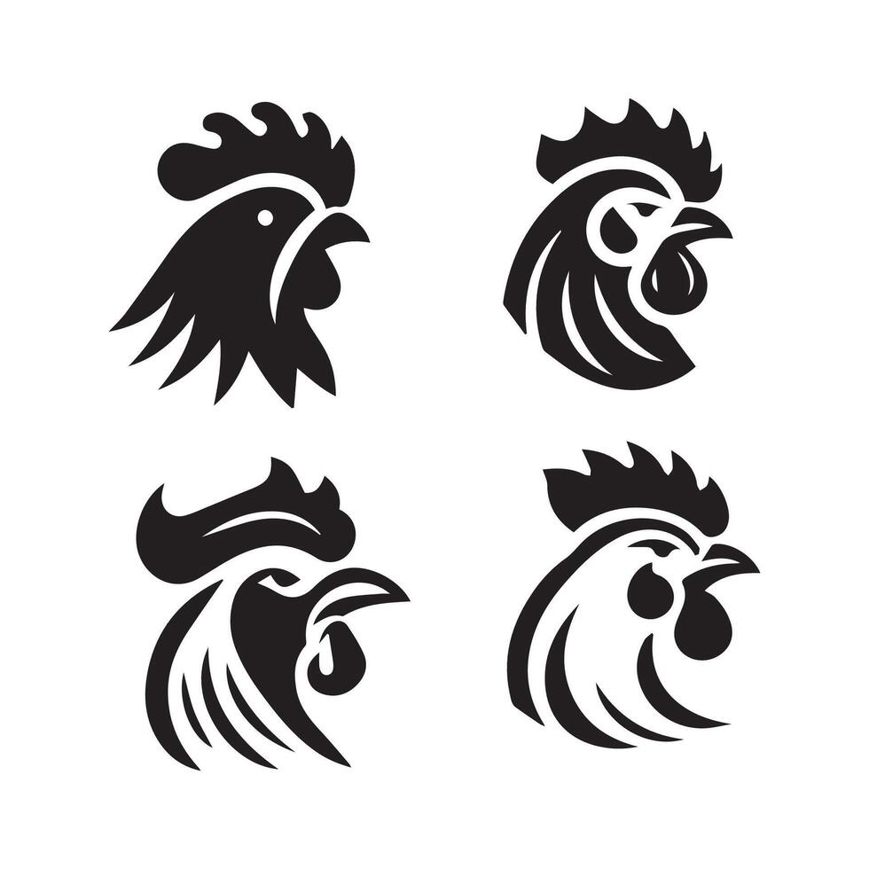 simple black chicken head logo, Chicken icon vector