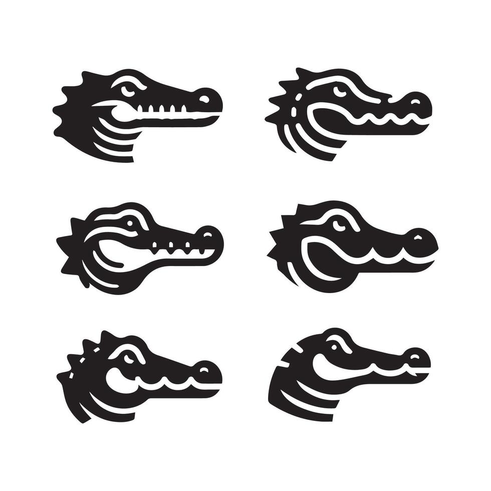 Alligator illustration, vector of crocodile icons