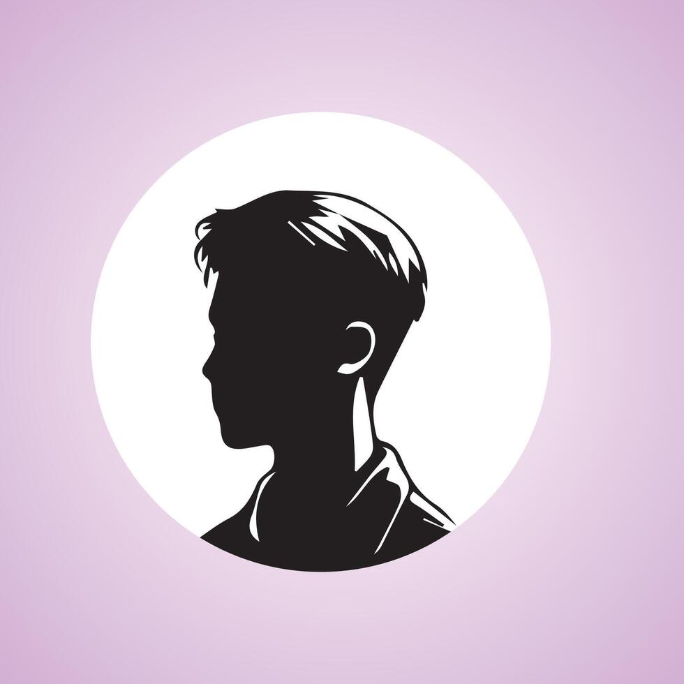 Young men profile silhouettes. Vector heads, man dark sketch portraits, human teenager person face profiles