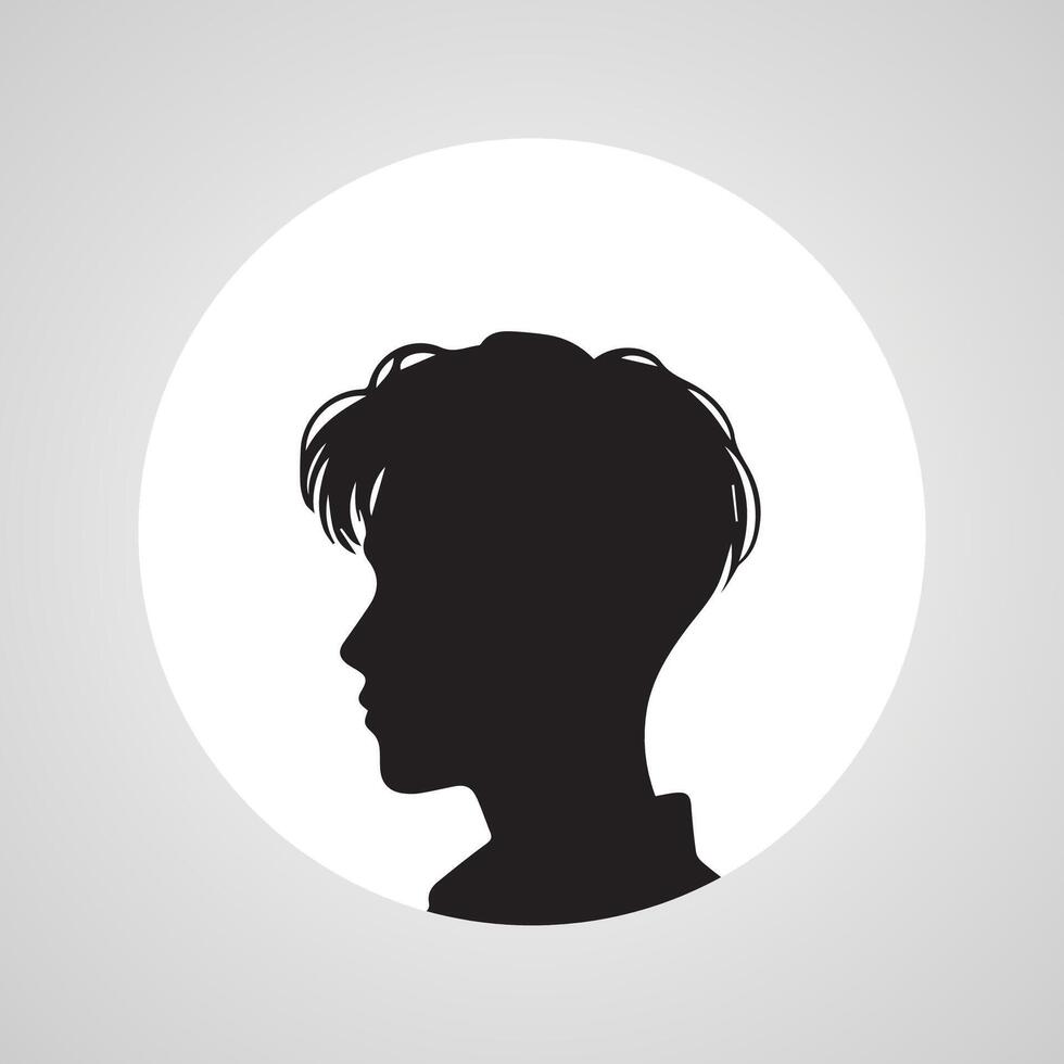 Young men profile silhouettes. Vector heads, man dark sketch portraits, human teenager person face profiles