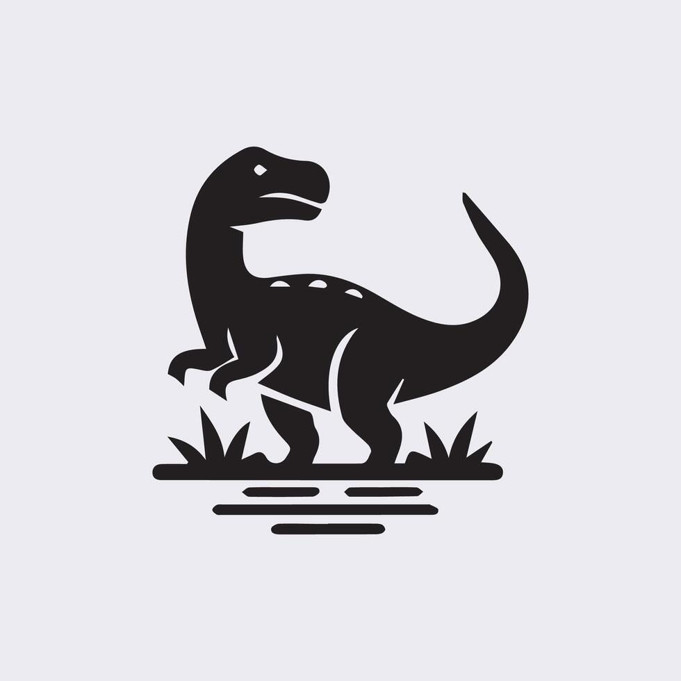 negro dinosaurio siluetas, dinosaurio logo icono vector