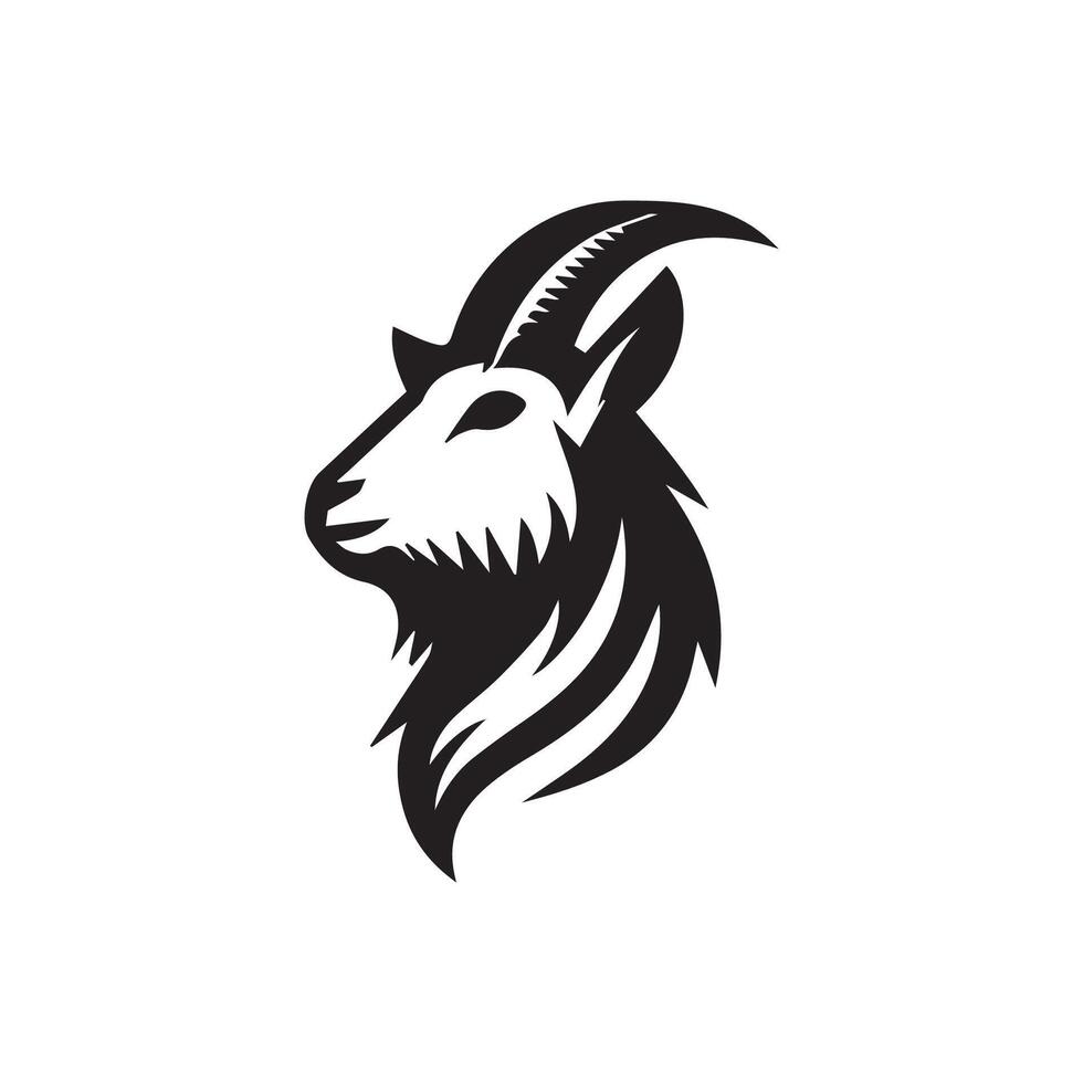 cabra cabeza negro y blanco logo diseño modelo vector