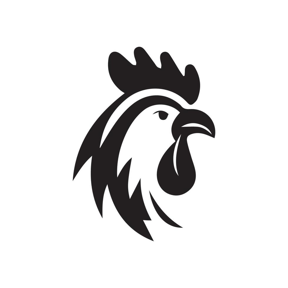 sencillo negro pollo cabeza logo, pollo icono vector