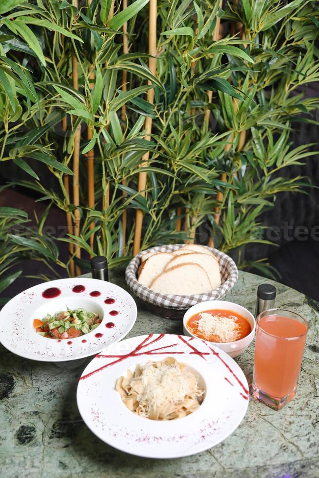 Colorful Trays Filled With Food on a Table photo