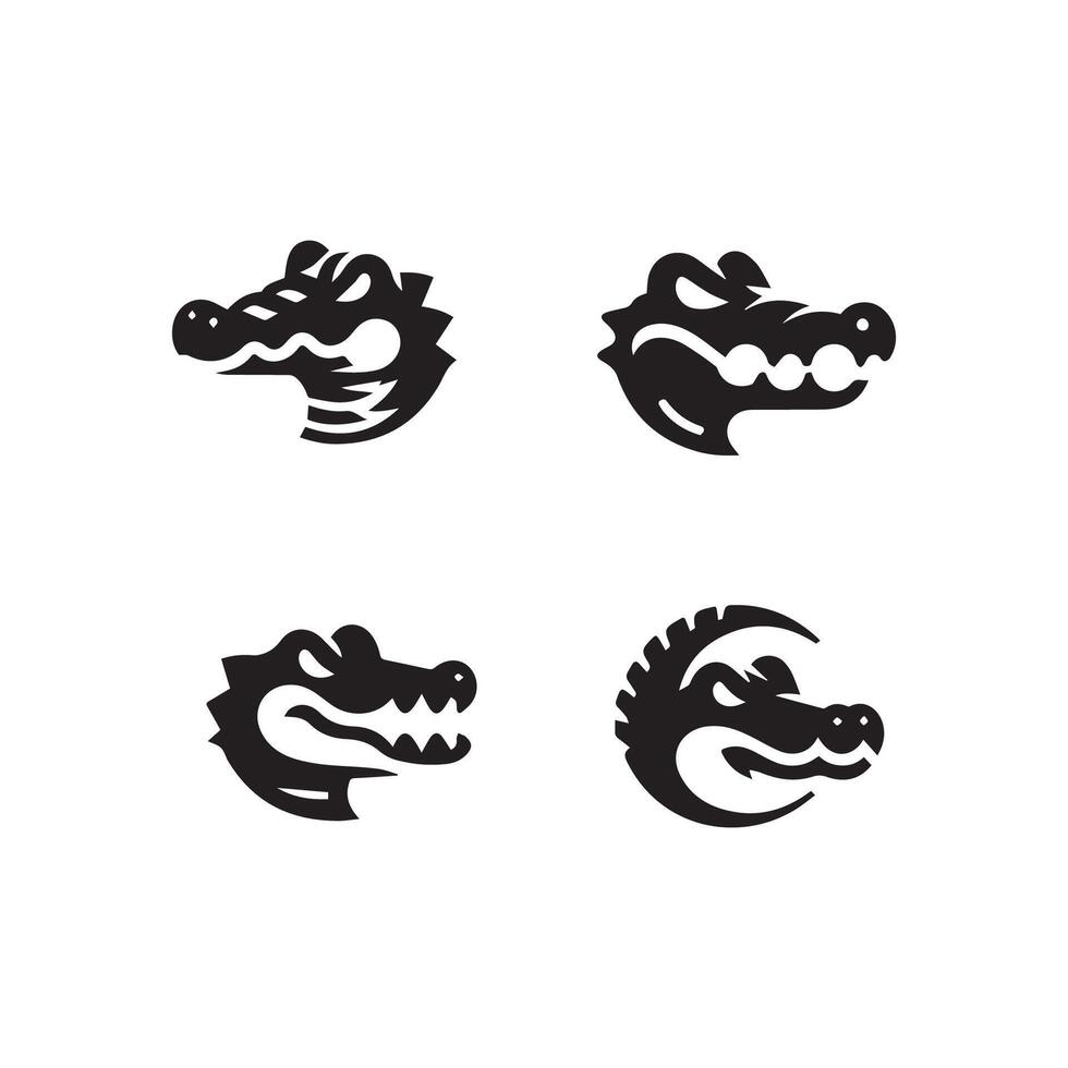 Alligator illustration, vector of crocodile icons