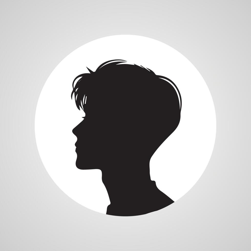 Young men profile silhouettes. Vector heads, man dark sketch portraits, human teenager person face profiles