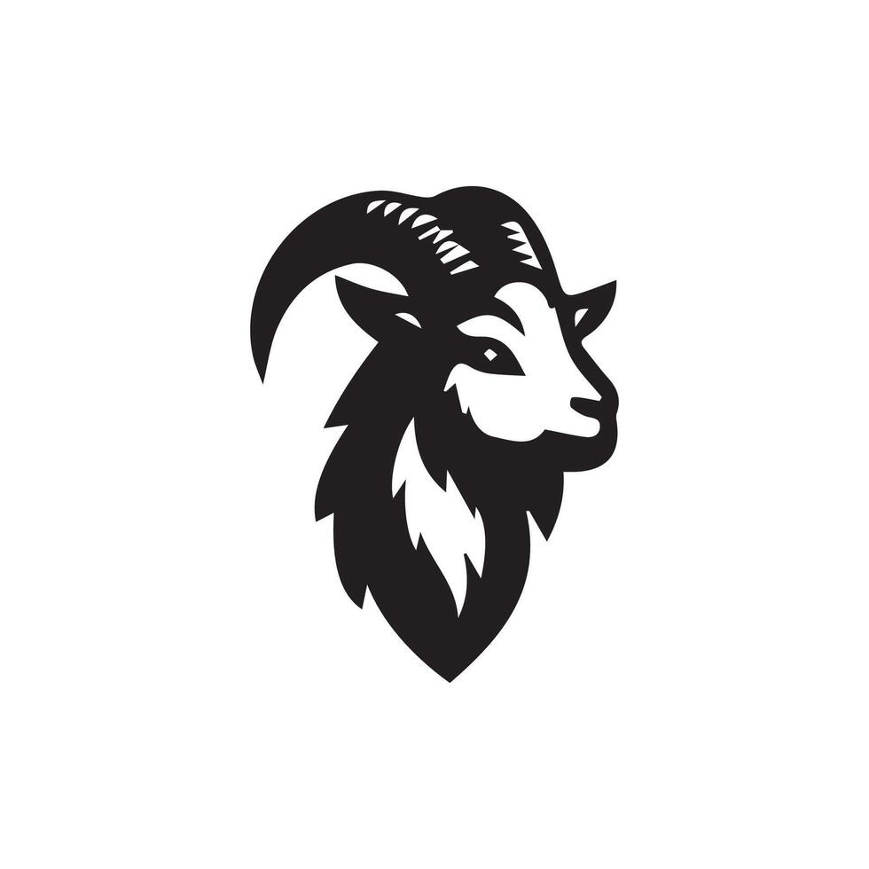 Goat head black and white logo design template vector