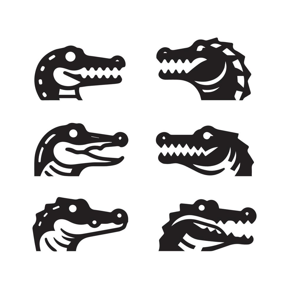 Alligator illustration, vector of crocodile icons