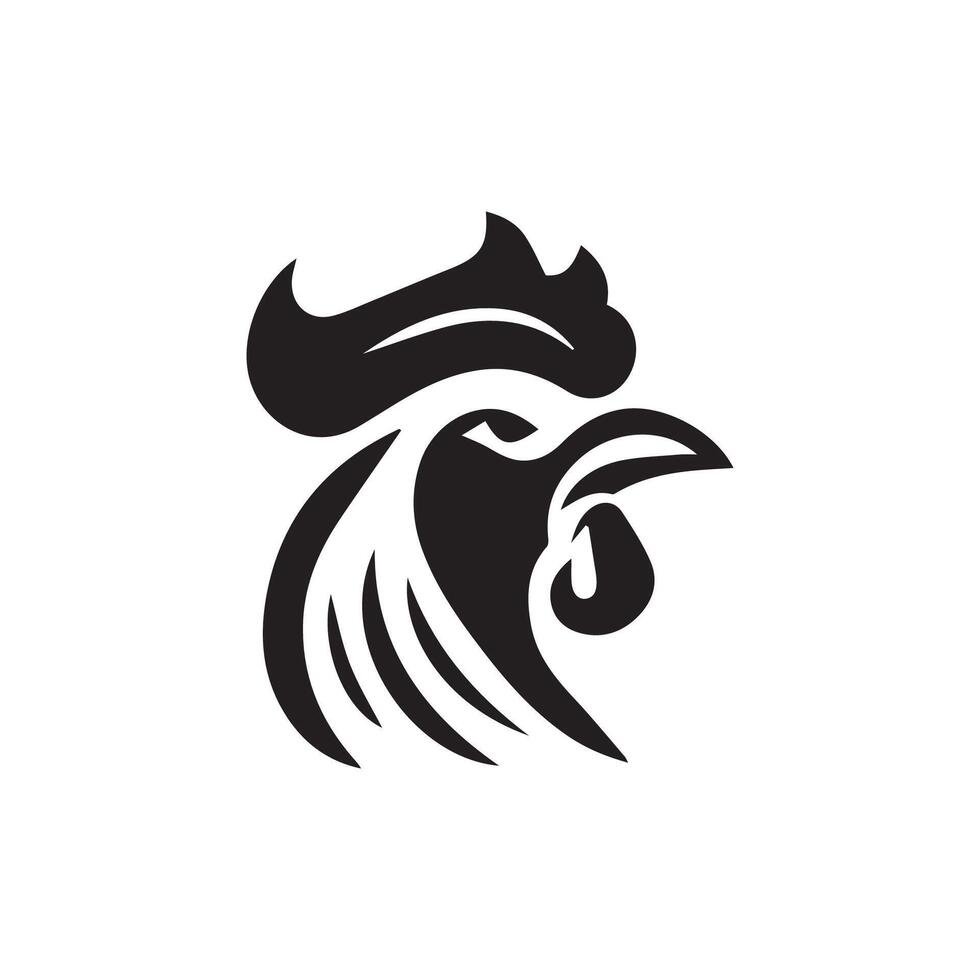 sencillo negro pollo cabeza logo, pollo icono vector