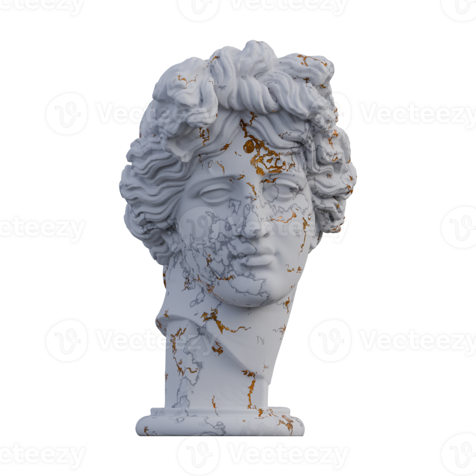 Apollo Giustiniani statue, 3d renders, isolated, perfect for your design png