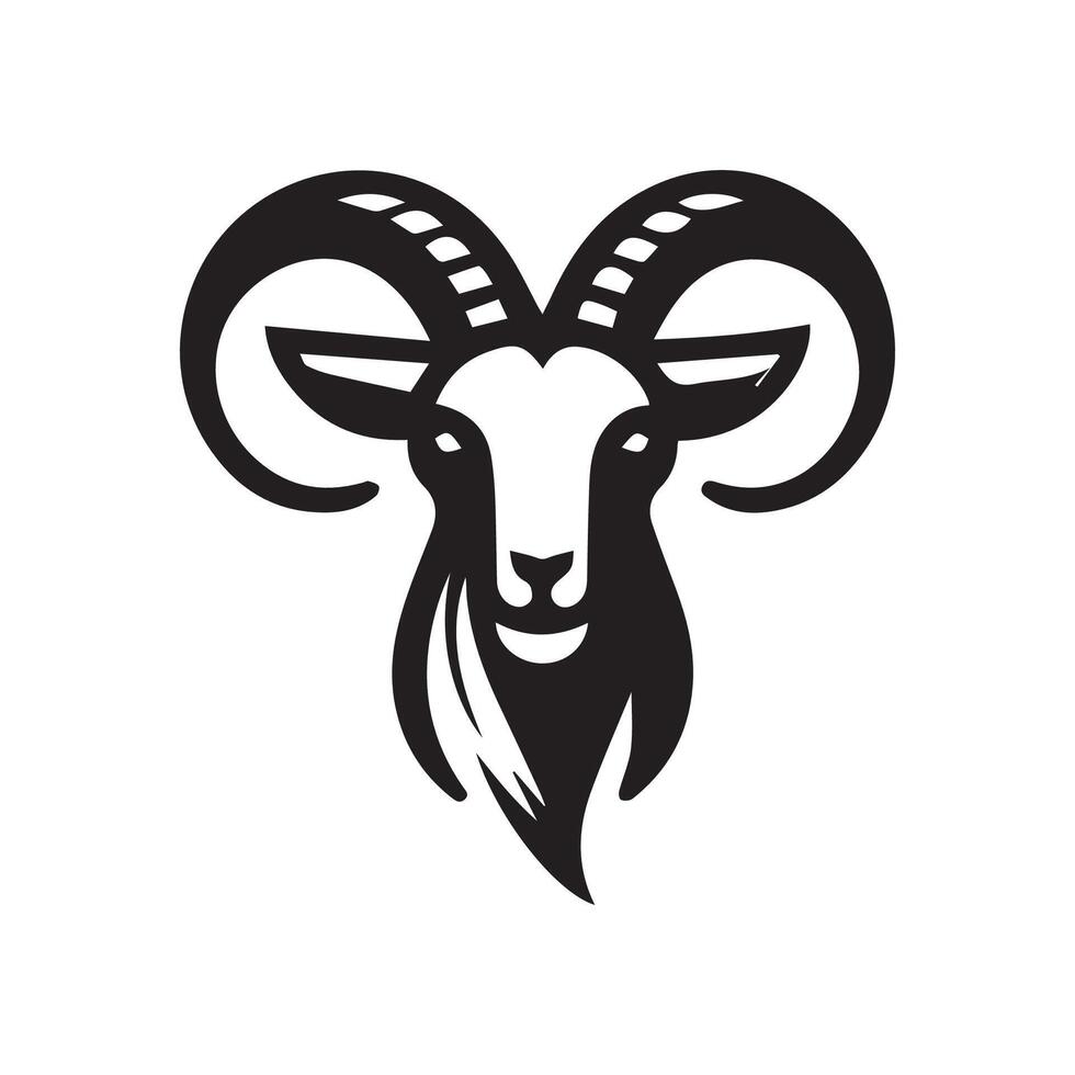 Goat head black and white logo design template vector