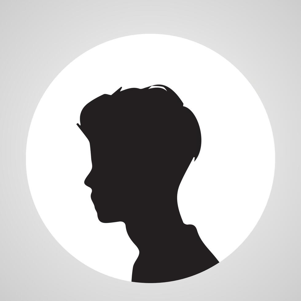 Young men profile silhouettes. Vector heads, man dark sketch portraits, human teenager person face profiles