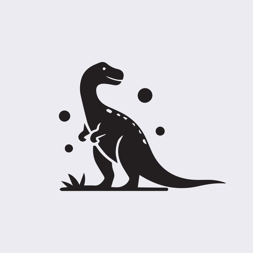 black dinosaur silhouettes, dinosaur logo icon vector