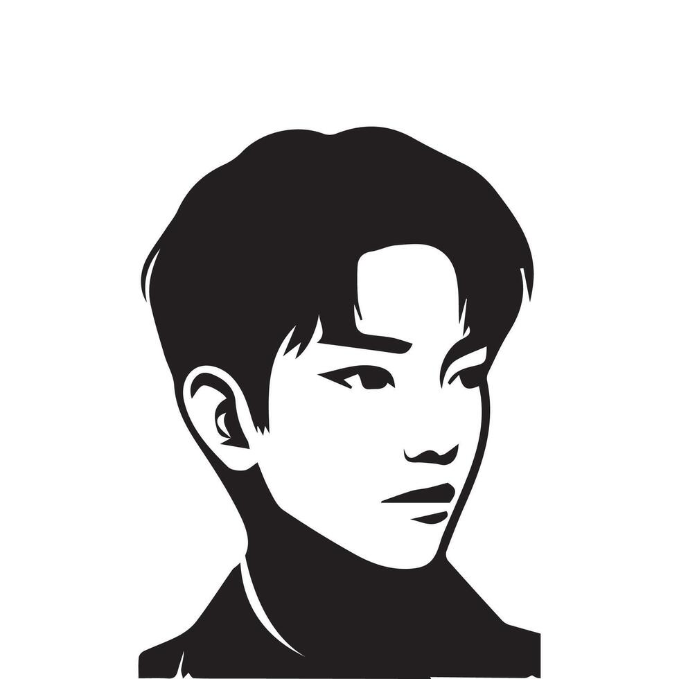 Young men profile silhouettes. Vector heads, man dark sketch portraits, human teenager person face profiles