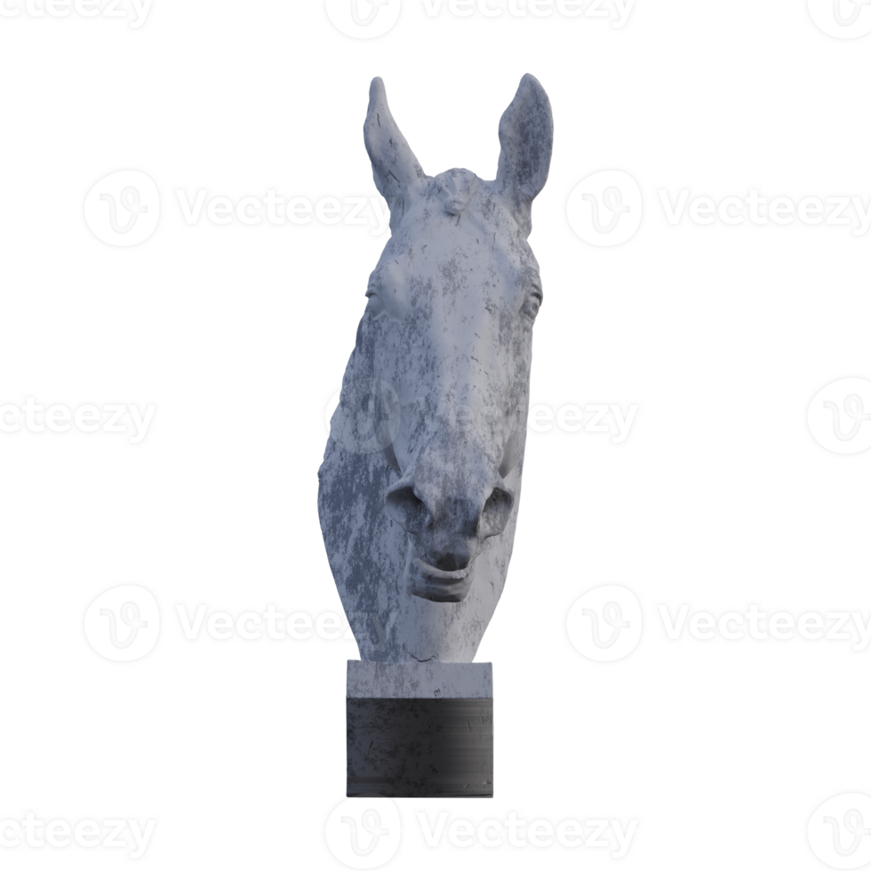 cabeza de un caballo estatua, 3d renders, aislado, Perfecto para tu diseño png