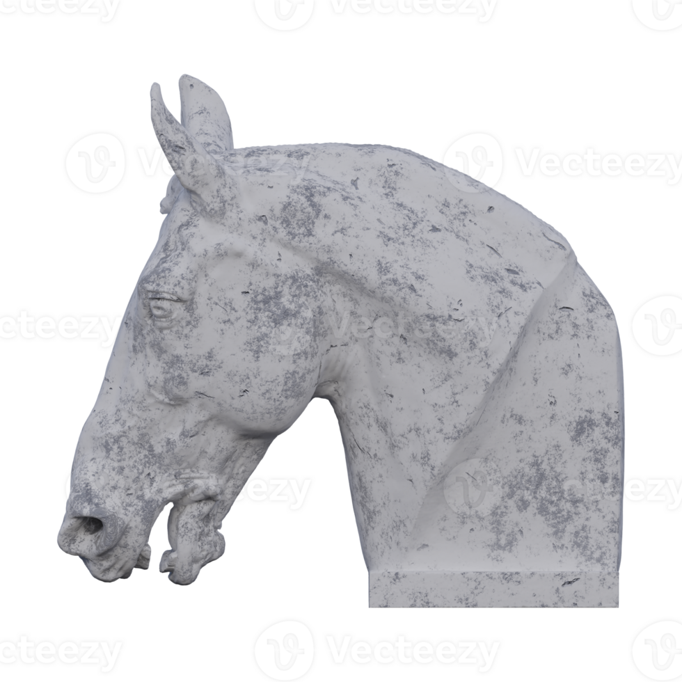 cabeza de un caballo estatua, 3d renders, aislado, Perfecto para tu diseño png