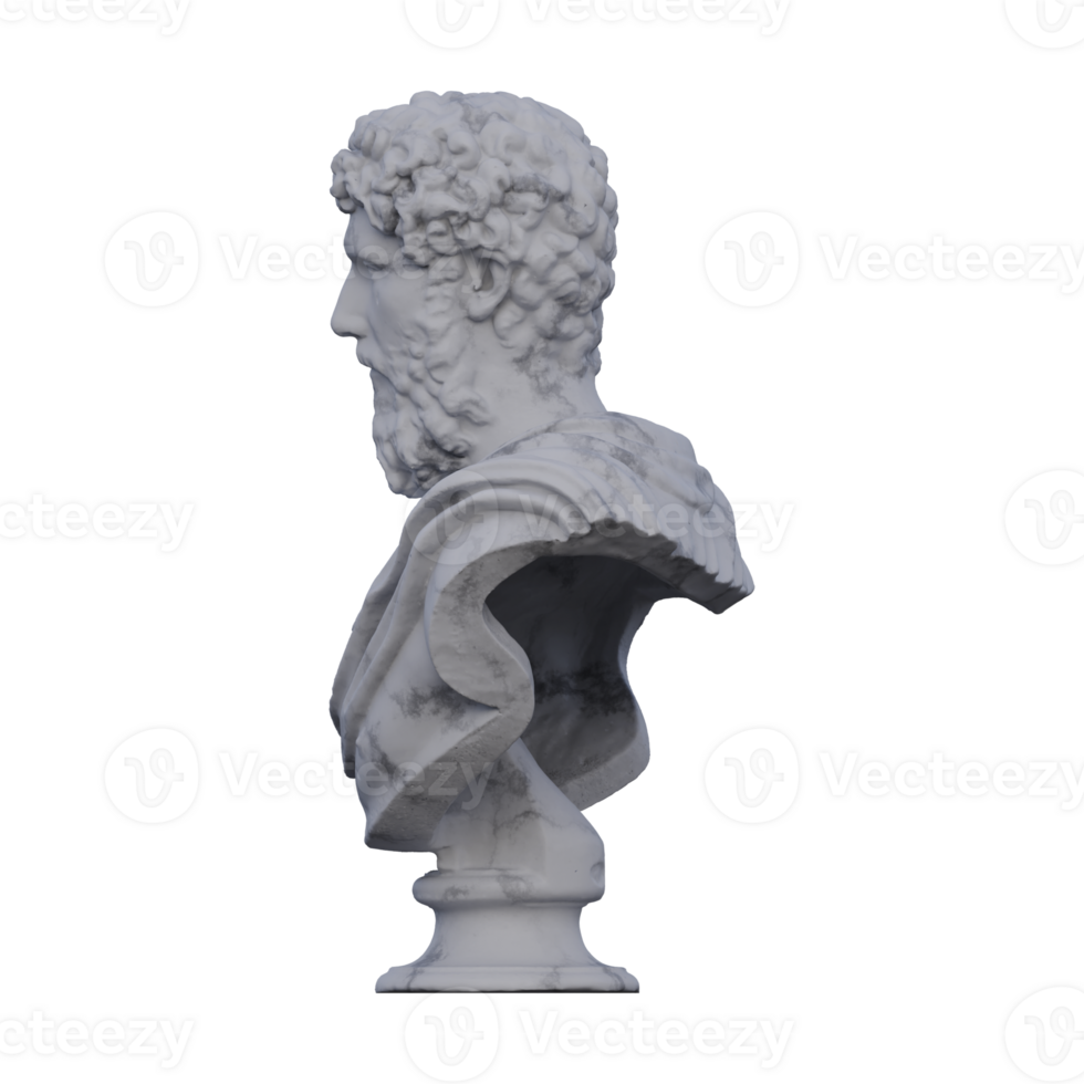 lucio auelio verus statua, 3d rende, isolato, Perfetto per il tuo design png