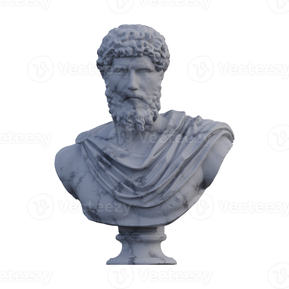 Lucius auélius verus statue, 3d rend, isolé, parfait pour votre conception png