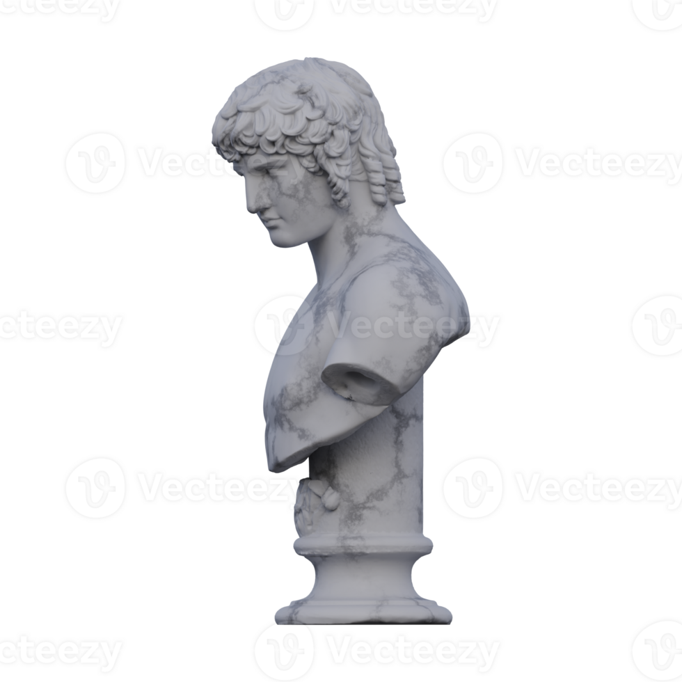 Antinous  statue, 3d renders, isolated, perfect for your design png