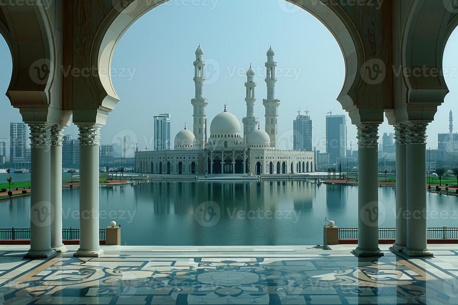 AI generated background concept greeting card with theme related to the Ramadan or eid fitr mubarak photo