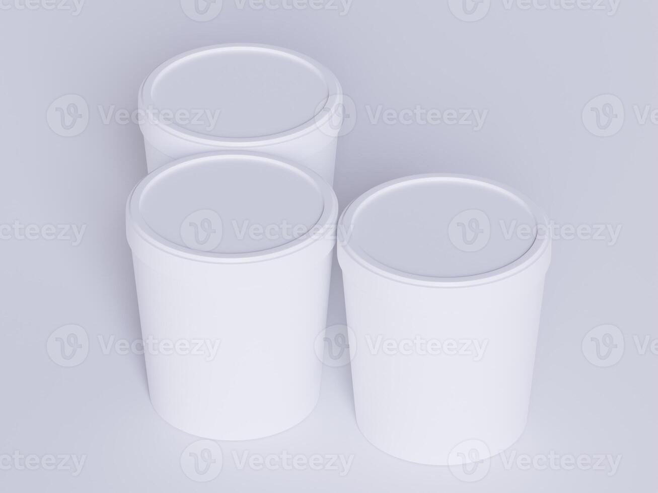 Round paper food packaging box, paper food container, 3d rendering, 3d illustration photo