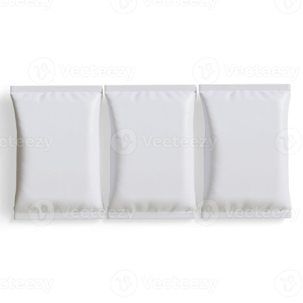 Pouch packaging white color, realistic 3D illustration photo