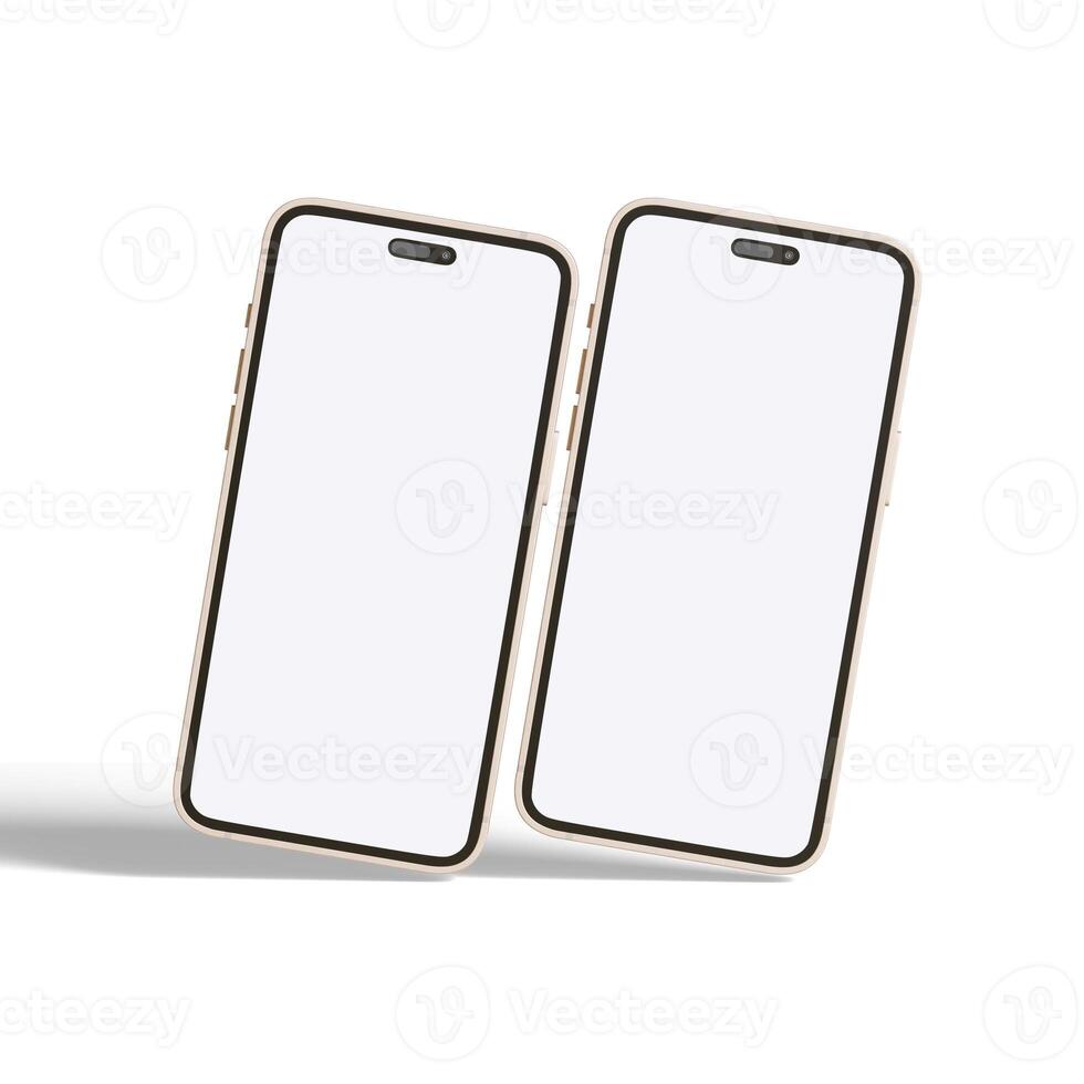 High quality realistic frame smartphone with blank white screen. Mockup phone for visual ui app demonstration. photo