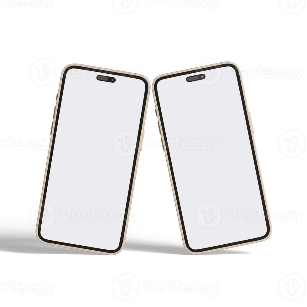 High quality realistic frame smartphone with blank white screen. Mockup phone for visual ui app demonstration. photo