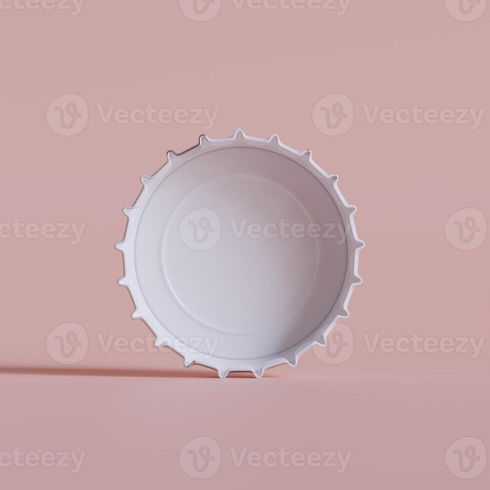 Close up of a bottle cap on white background 3D render photo