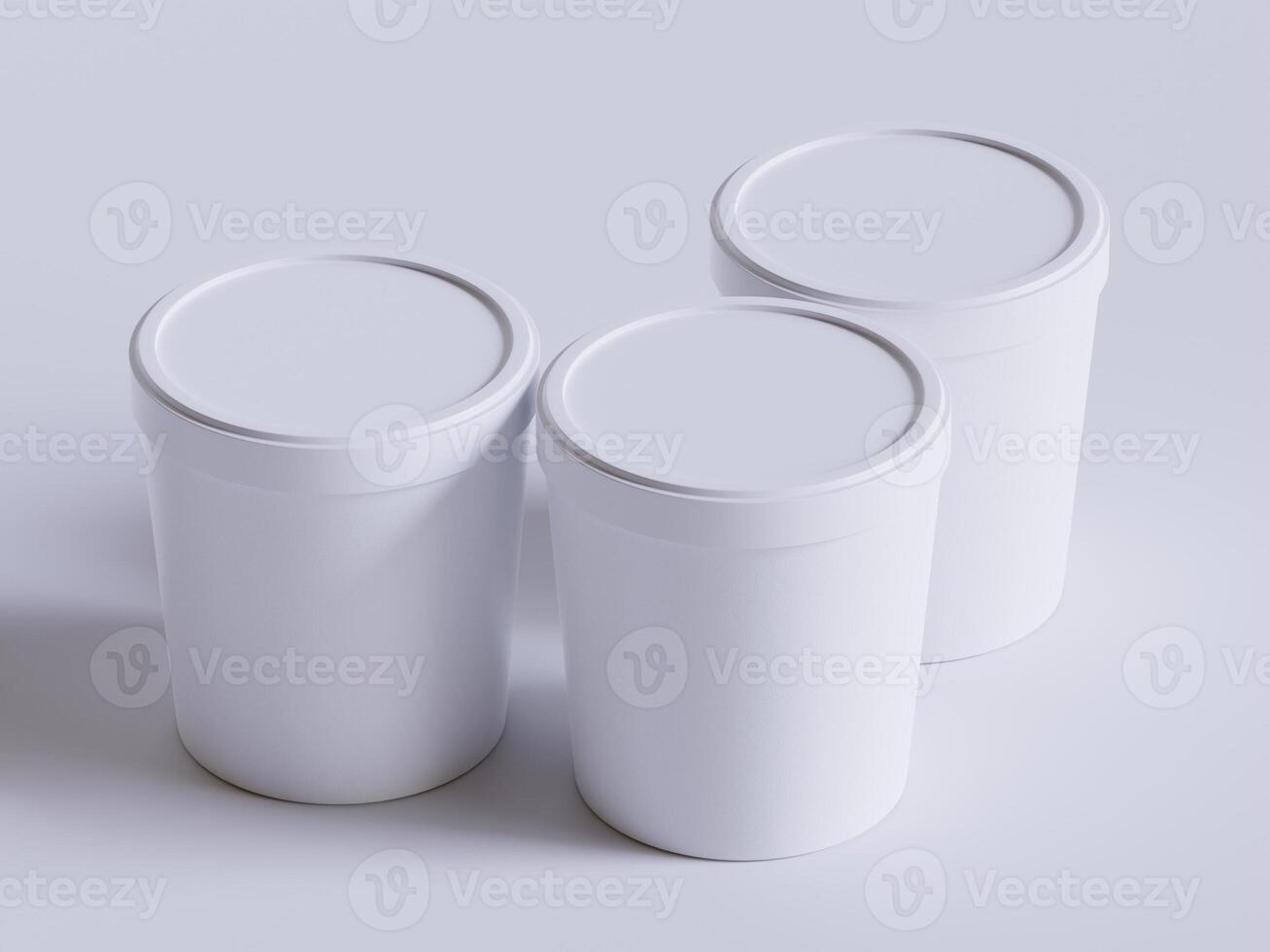 Round paper food packaging box, paper food container, 3d rendering, 3d illustration photo