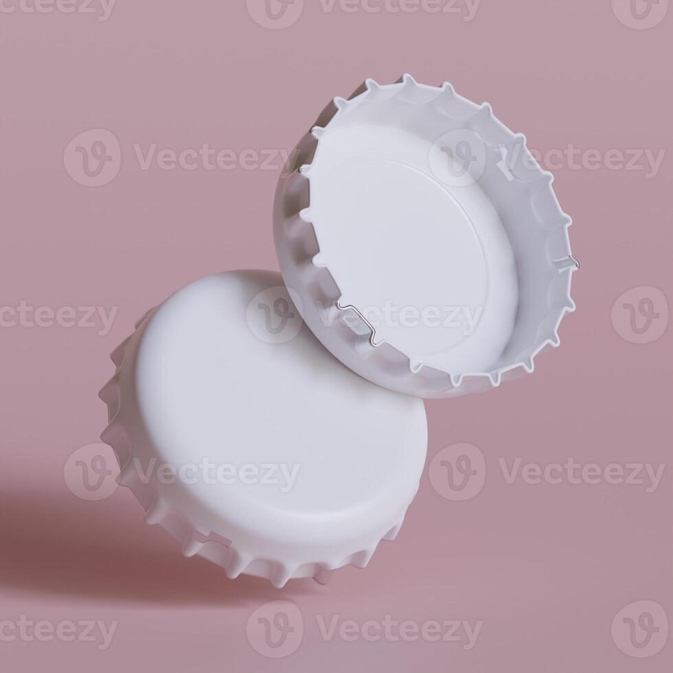 Close up of a bottle cap on white background 3D render photo