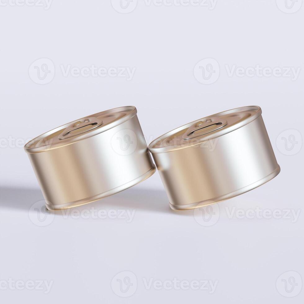 White blank tin can gold metal Tin Can with key, canned Food. Isolated with clipping path.  for mockup collection photo
