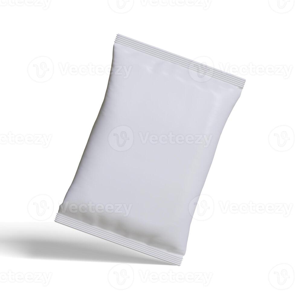 Pouch packaging white color, realistic 3D illustration photo