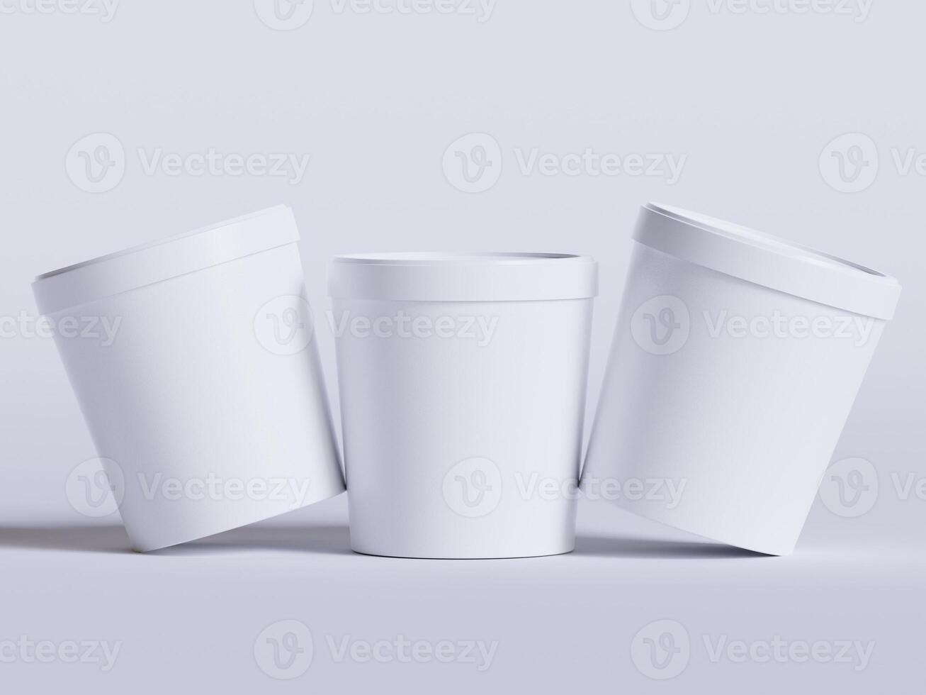 Round paper food packaging box, paper food container, 3d rendering, 3d illustration photo