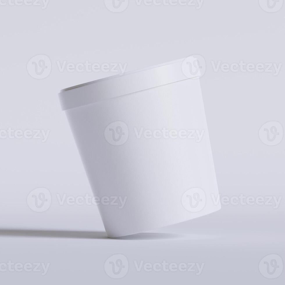 Round paper food packaging box, paper food container, 3d rendering, 3d illustration photo