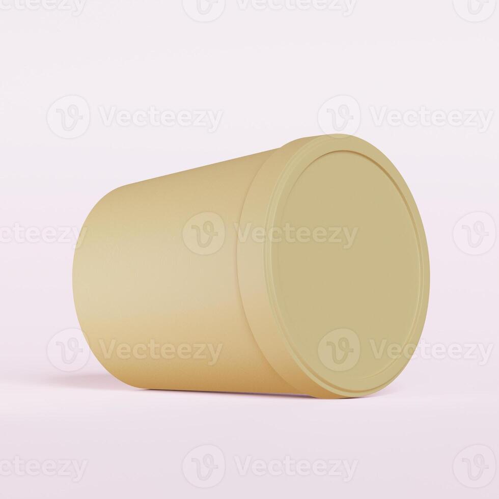 Round paper food packaging box, paper food container, 3d rendering, 3d illustration photo